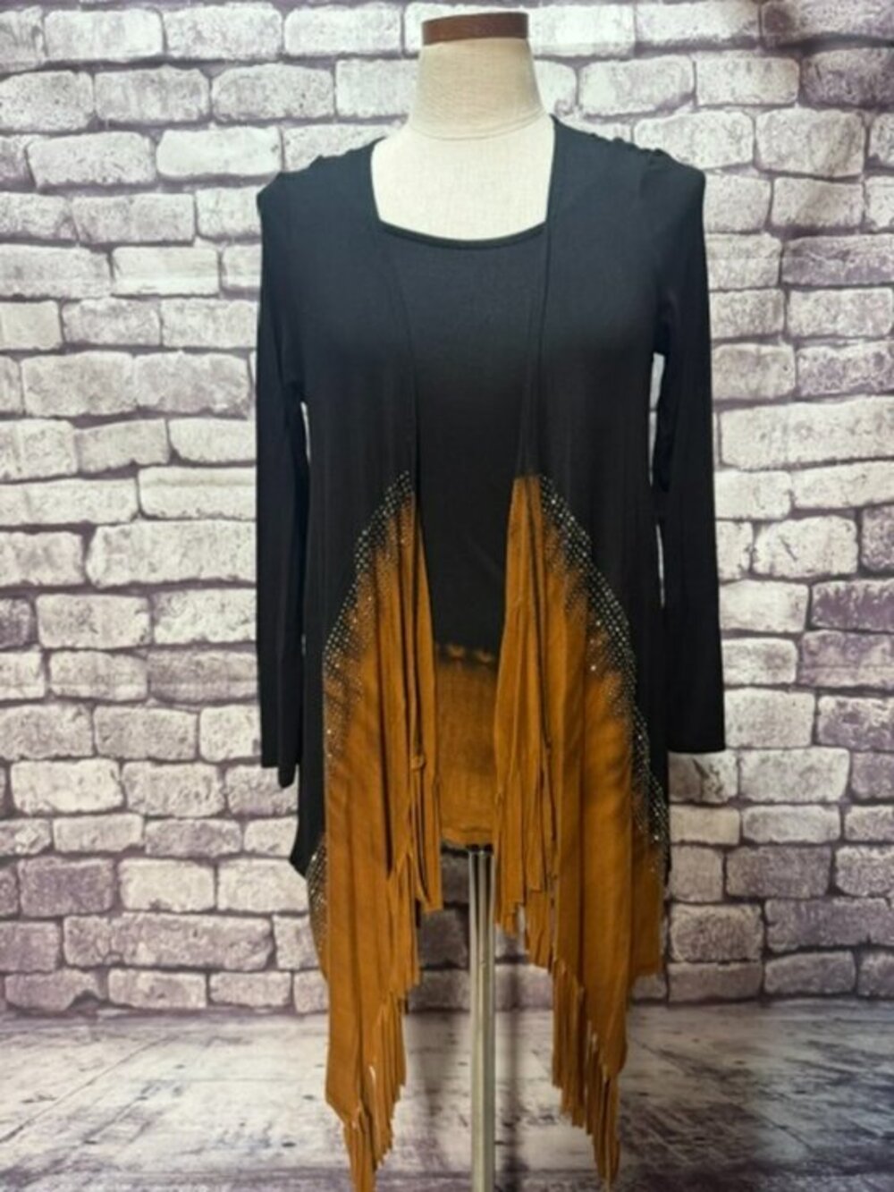 Cover Change Black & Brown Matching Cardigan & Tank Size S